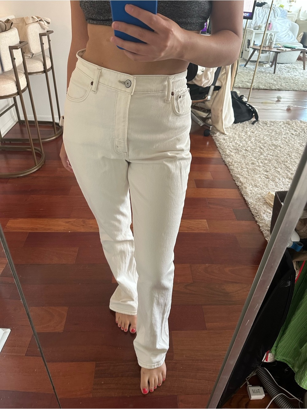 Abercrombie & Fitch Cream Straight-Leg Women's Jeans